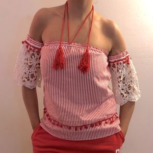 Crotchet sleeves off the shoulder top